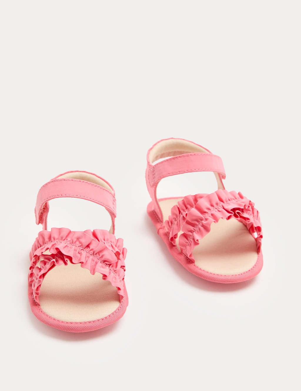 M&S Baby Frill Riptape Pram Sandals (0-18 Mths) - 12-18 Months - Pink