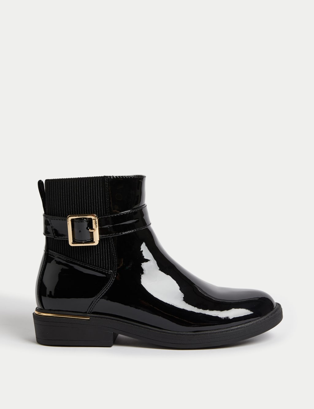 Infant black patent boots top