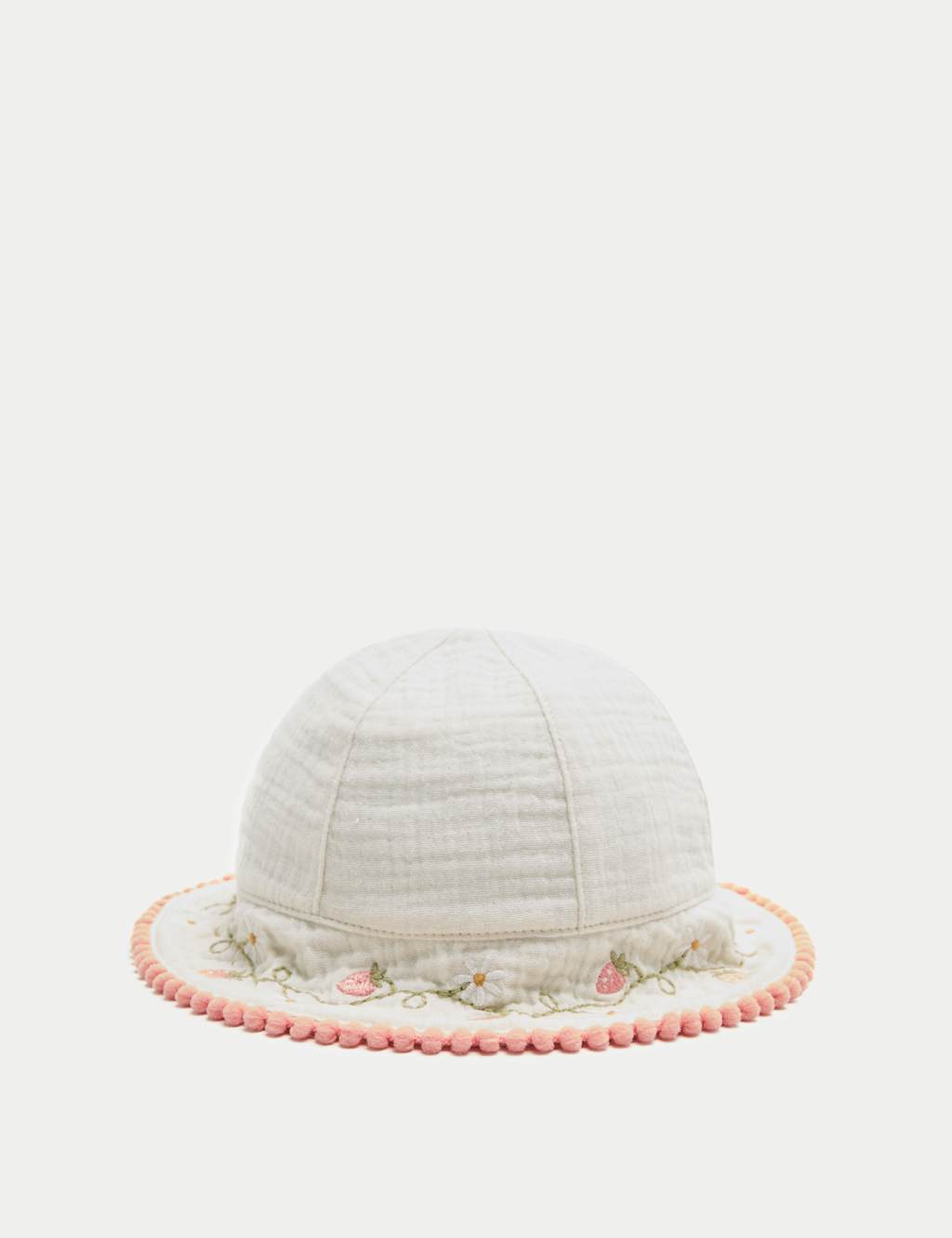 M&S Girls Pure Cotton Strawberry Bucket Hat (0-36 Months) - 12-18 Months - Red Mix