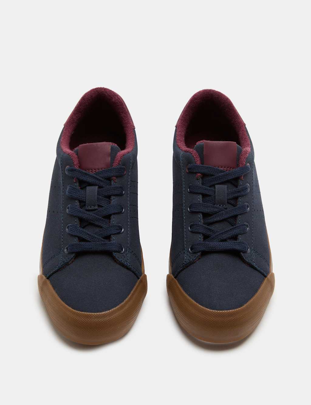 M&S Boys Lace Up Trainers (4 Small-7 Large) - 4 - Navy Mix
