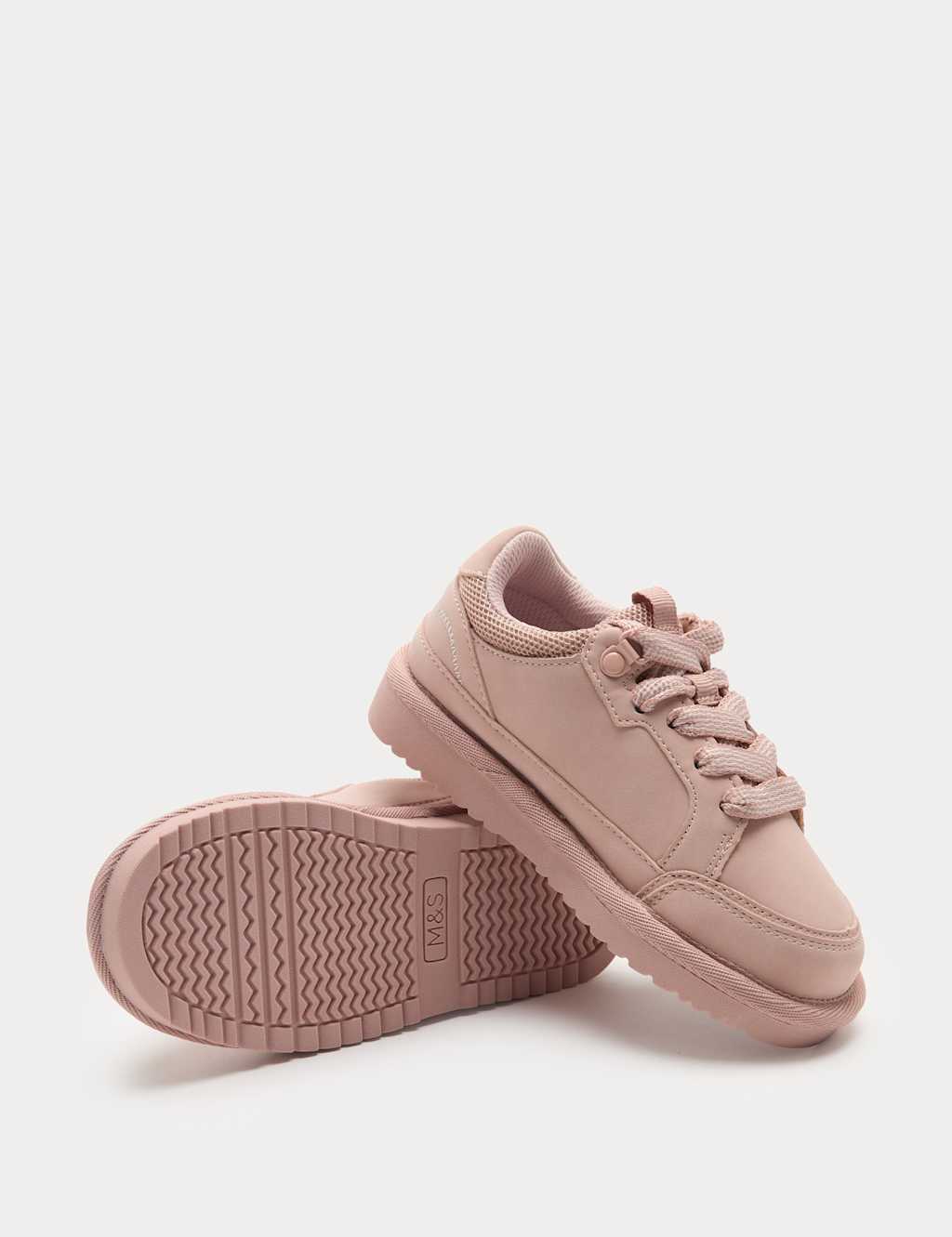 M&S Kids Casual Lace Up Shoes (10 Small - 4 Large) - 3 - Pink Mix