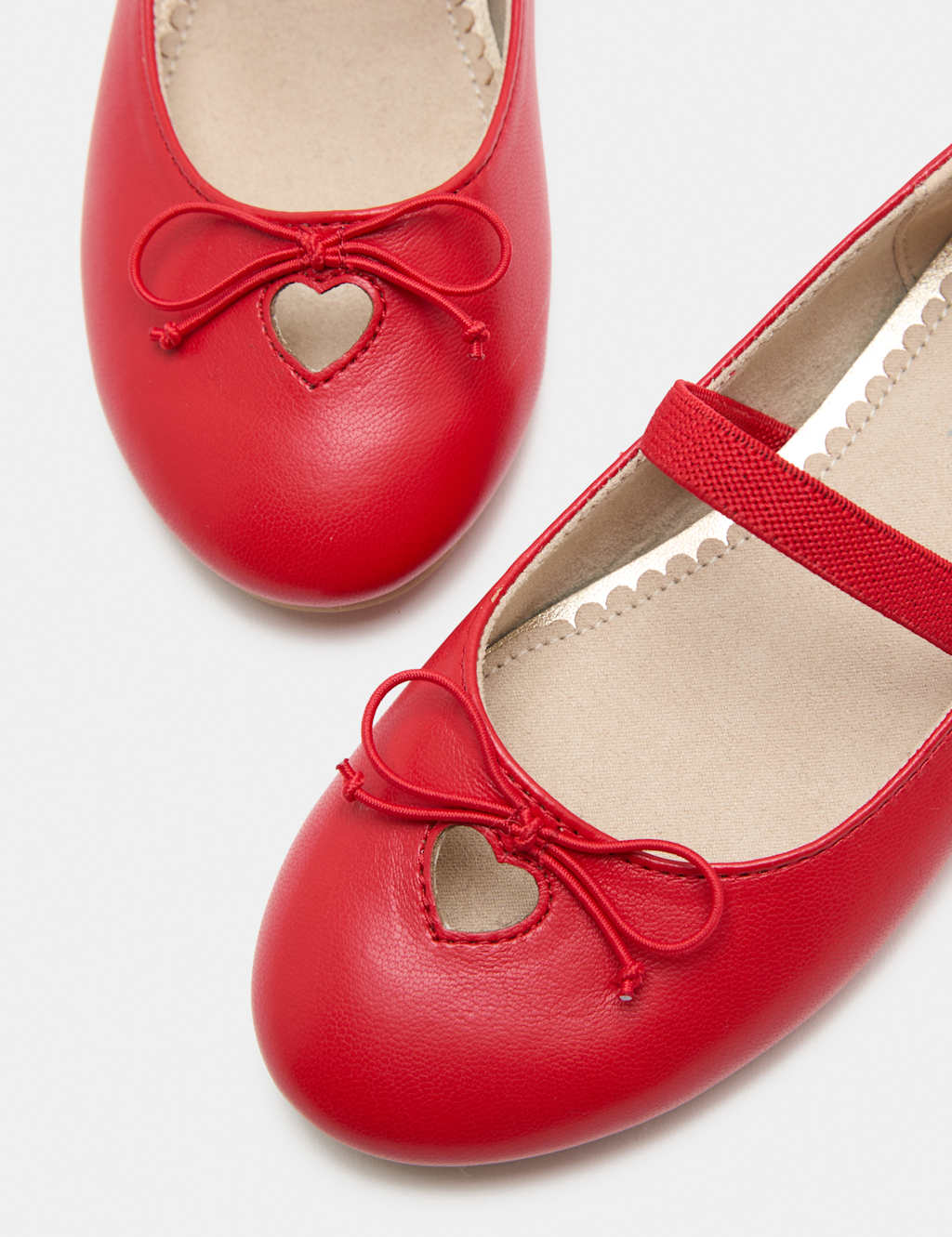 M&S Heart Keyhole Ballet Pumps (4 Small - 2 Large) - 4 - Red