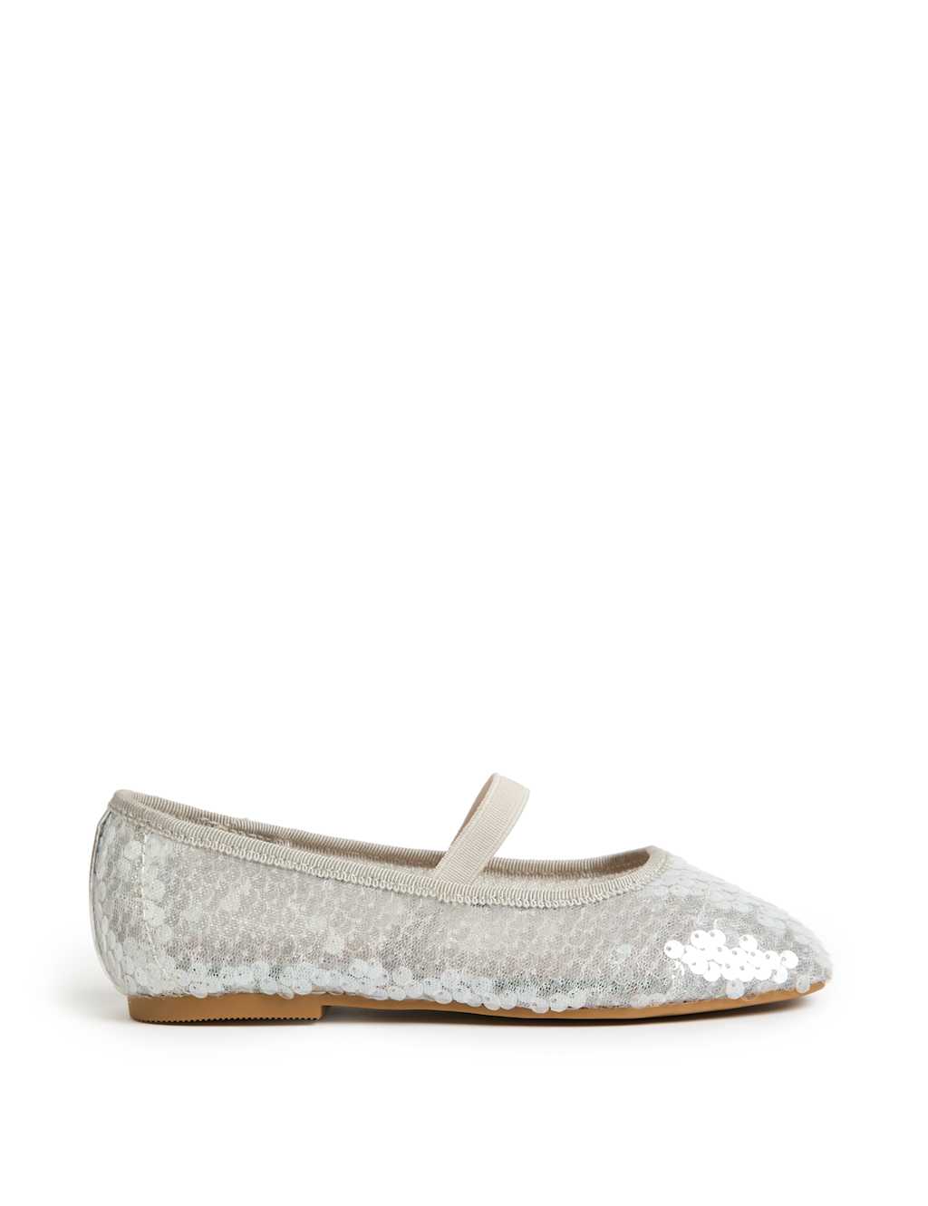 M&S Kids' Sequin Ballet Pumps (4 Small - 2 Large) Silver