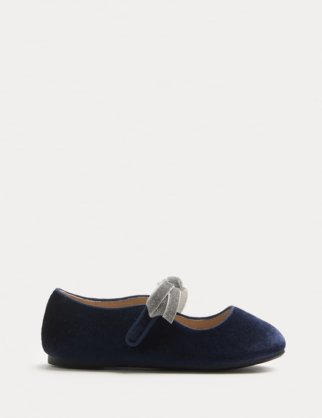 M&S Velvet Bow Ballet Pumps (4 Small - 2 Large) Navy Mix