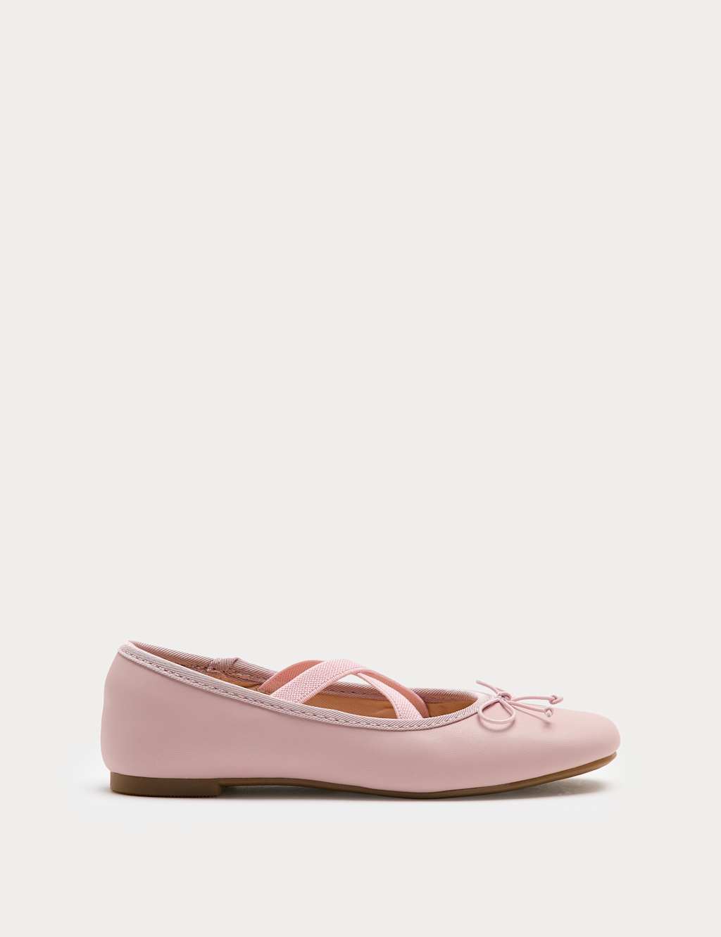M&S Girls Square Toe Ballet Shoes (4 Small - 6 Large) - Soft Pink