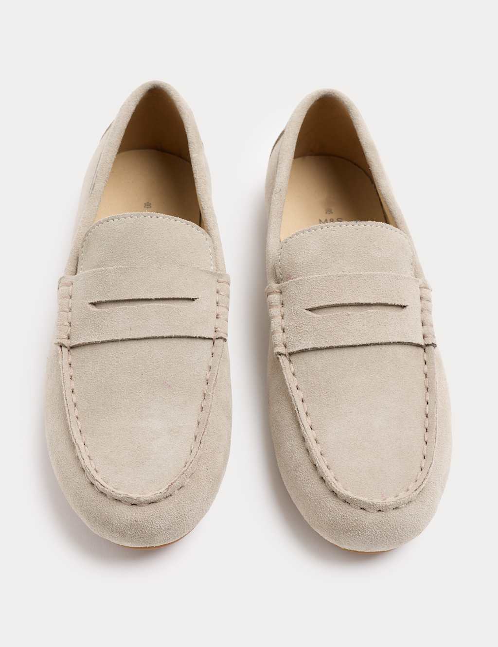 M&S Boys Suede Boat Shoes (6 Small-5 Large) - 6 - Stone