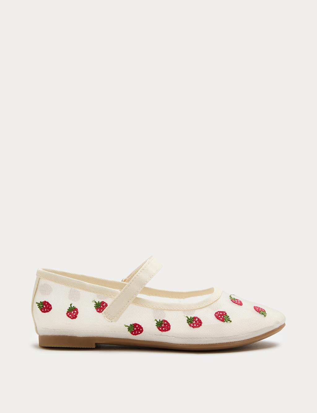 M&S Girls Strawberry Mesh Ballet Shoes (4 Small - 2 Large) - 13 - Red Mix