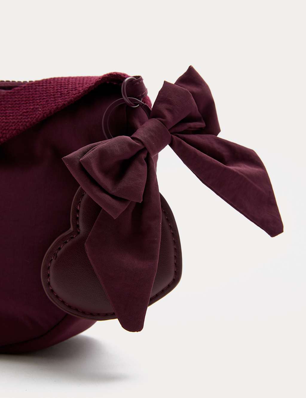 M&S Kids' Bow Heart Charm Sling Bag Dark Red