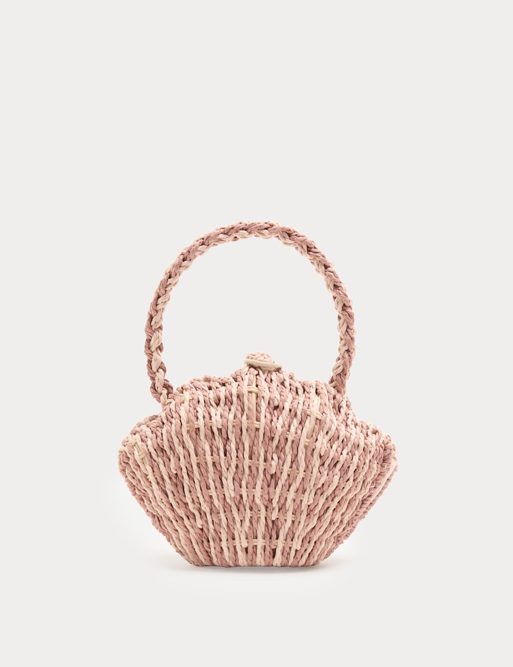 M&S Girls Shell Frame Handheld Straw Bag - Natural