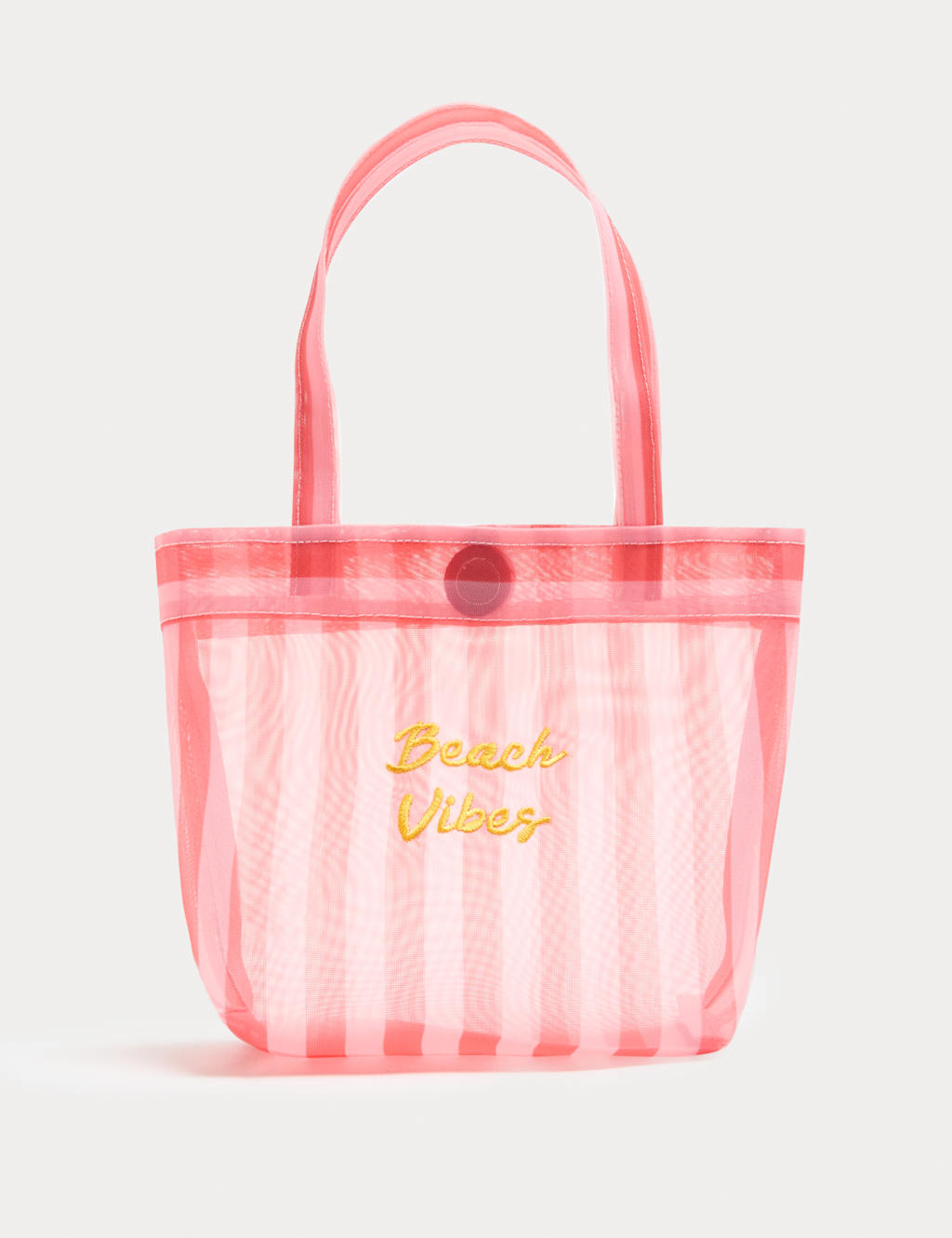 M&S Girls Beach Vibes Striped Mesh Tote Bag - Pink Mix
