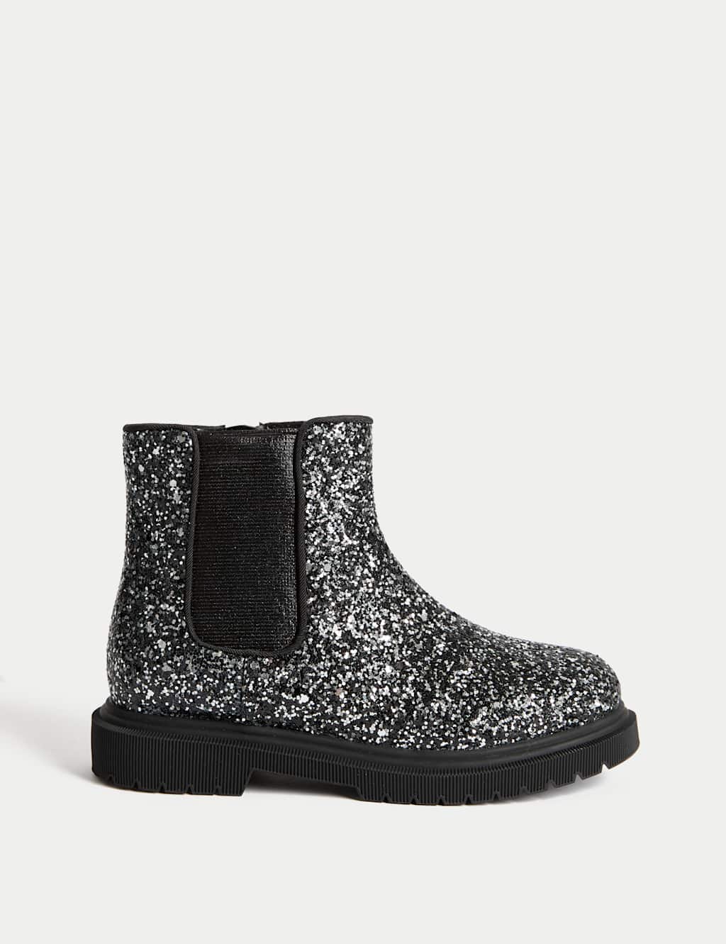 M&S Kids' Glitter Chelsea Boots (4 Small - 2 Large) Silver