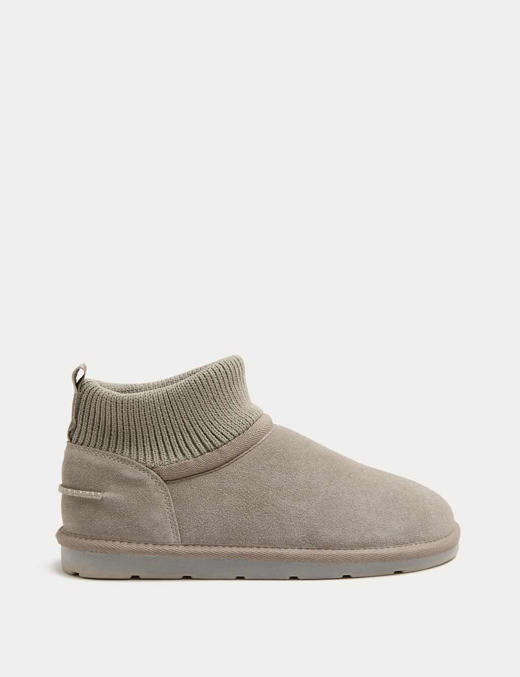 M&S Kids' Suede Pull-On Ankle Boots (4 Small - 6 Large) Light Grey