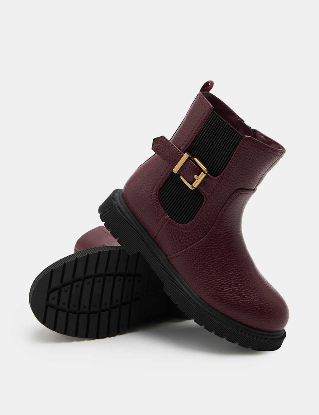 M&S Girls Chelsea Boots (4 Small - 6 Large) - 4 - Burgundy