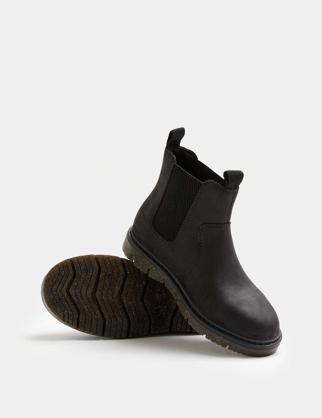 M&S Kids' Leather Plain Chelsea Boots (4 Small - 7 Large) Black