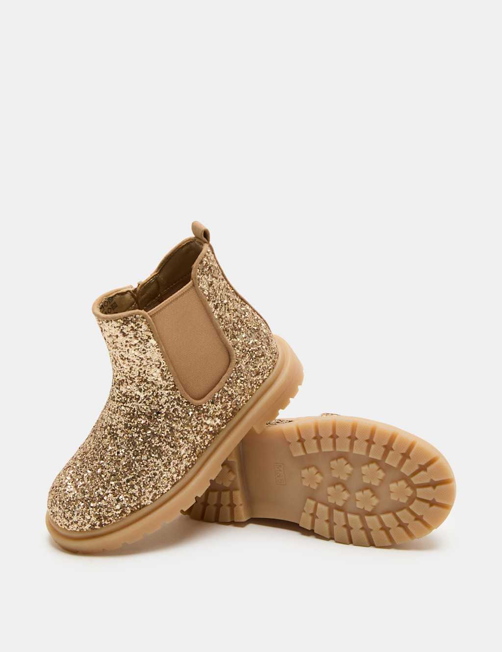 M&S Girls Glitter Chelsea Boots (4 Small-2 Large) - 2 - Bronze