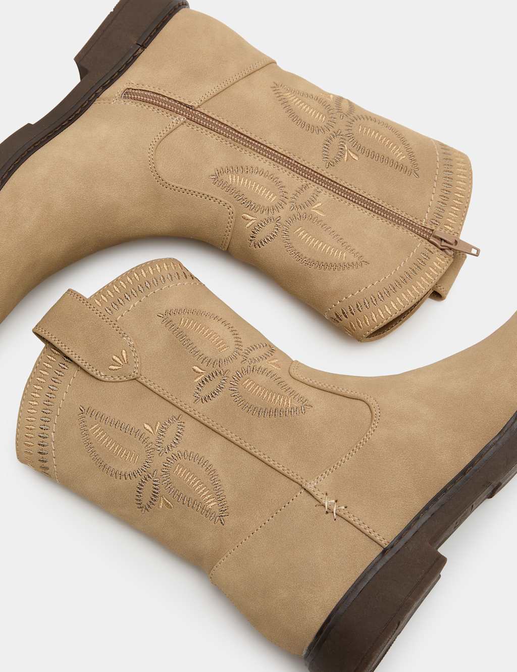 M&S Girls Western Mid Calf Boots (4 Small-6 Large) - 6 - Neutral