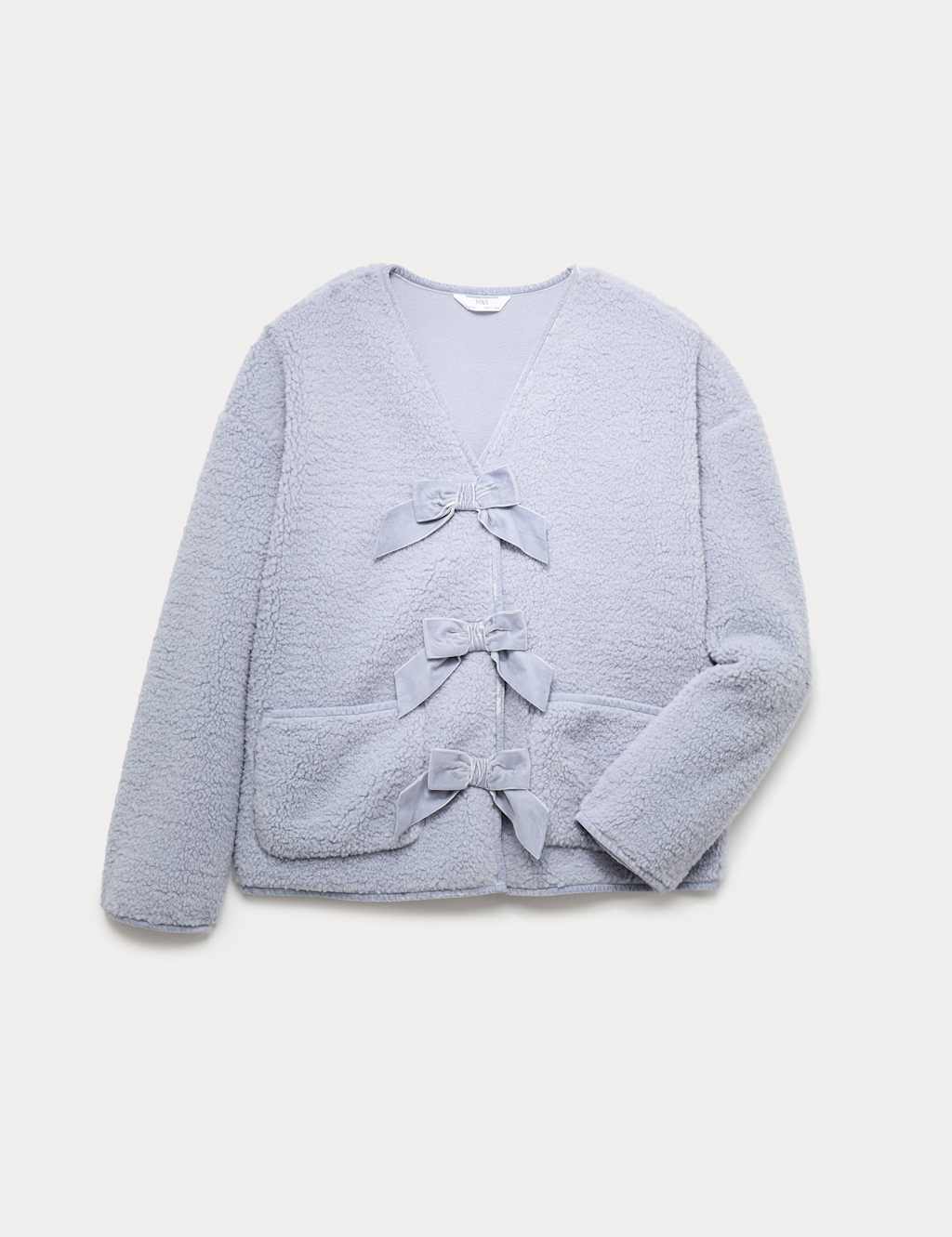 M&S Borg Bow Front Jacket (6-16 Yrs) Blue