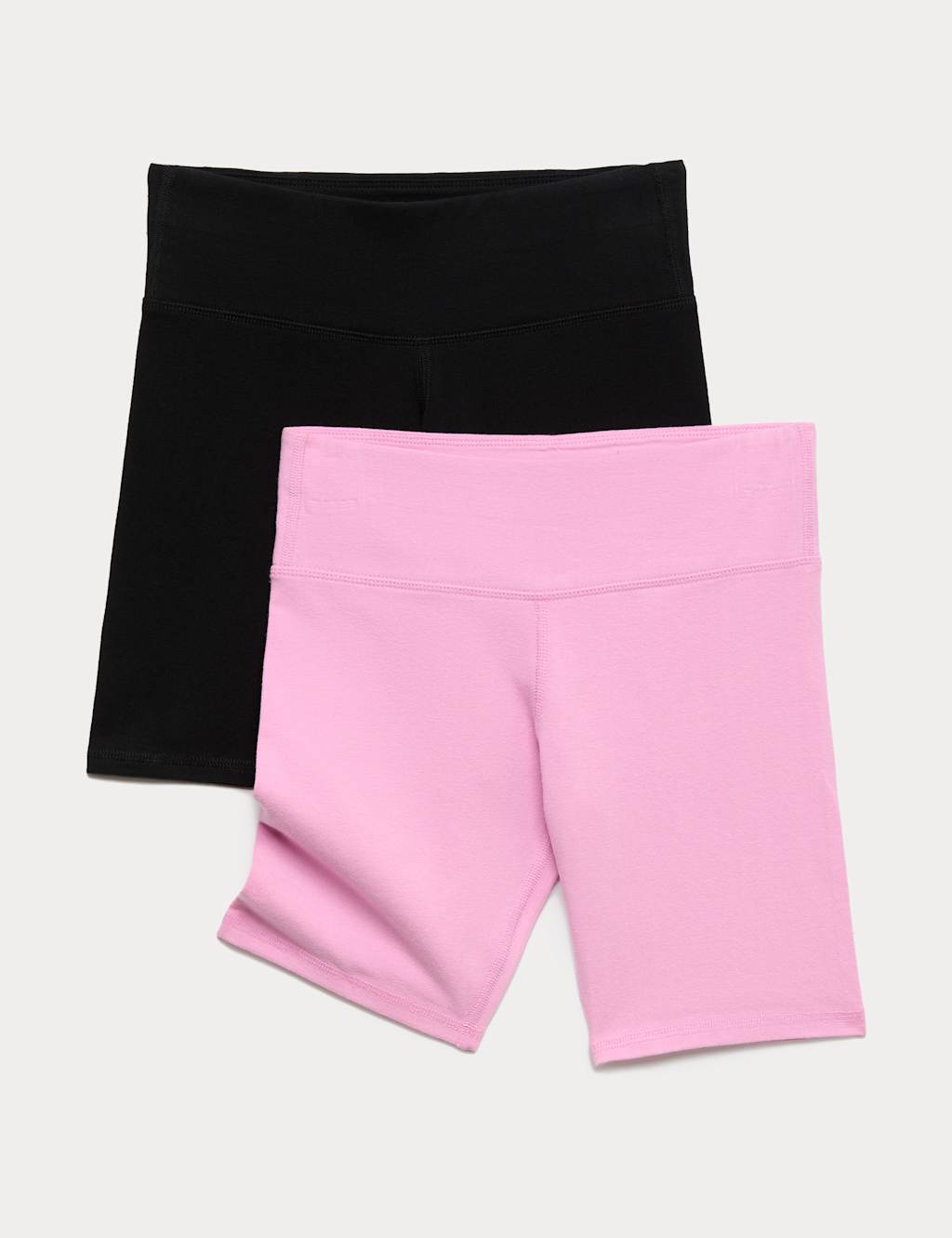 M&S Girls 2 Pack Cotton Rich Cycling Shorts (6-16 Yrs) - 8-9 Years - Pink Mix
