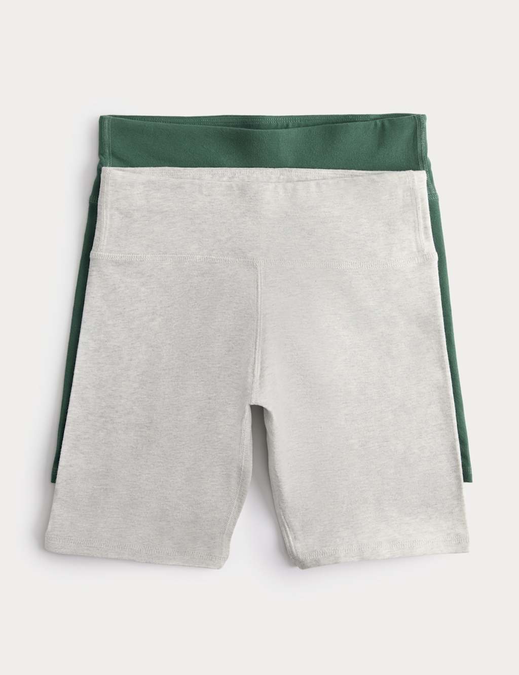 M&S Girls 2 Pack Cotton Rich Cycling Shorts (6-16 Years) - 6-7 Years - Green Mix