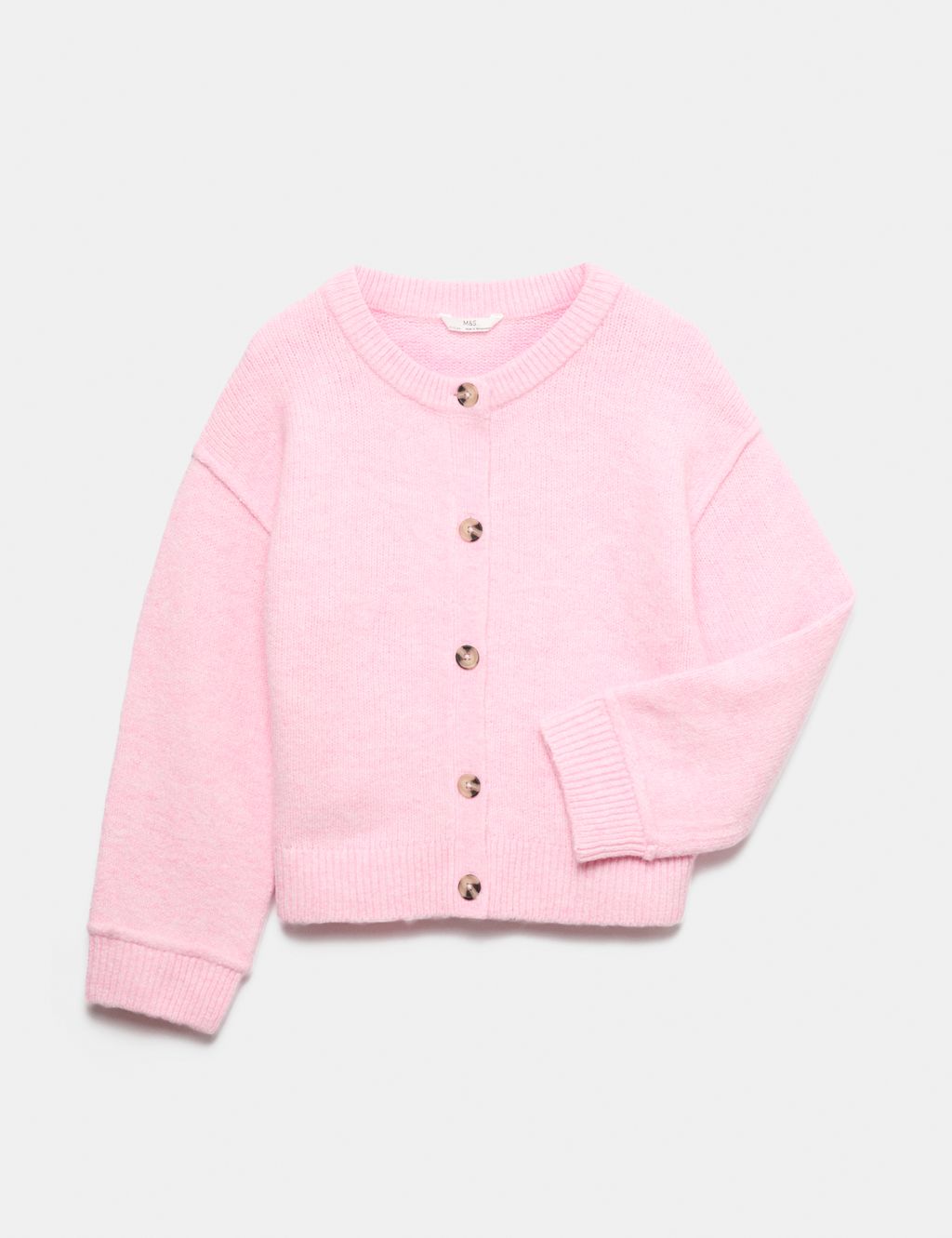 M&S Girls Fluffy Cardigan (6-16 Yrs) - 8-9 Years - Pale Pink