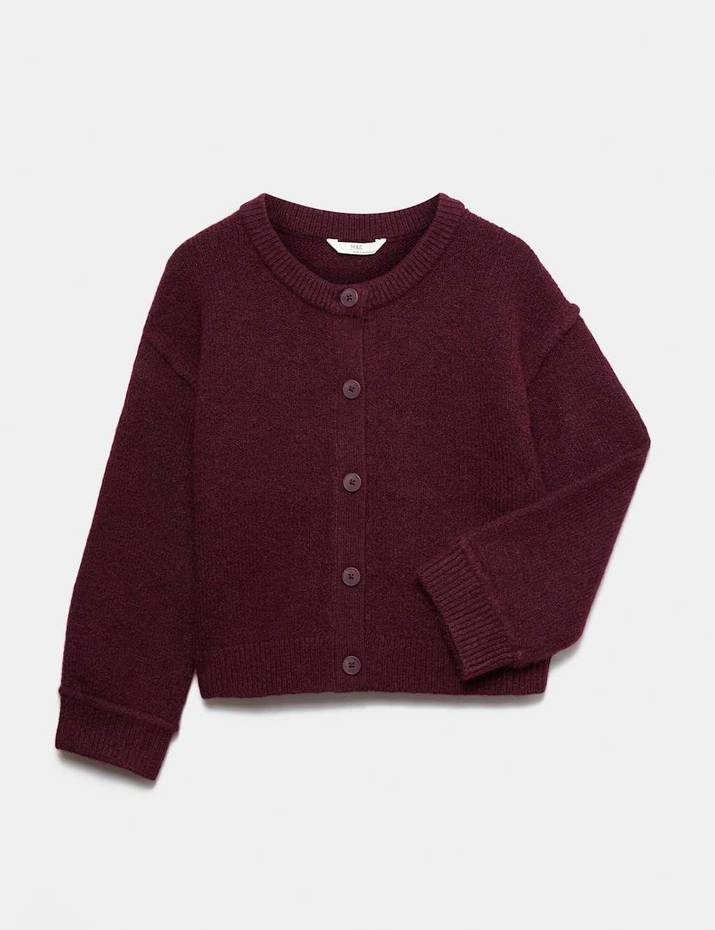 M&S Girls Fluffy Cardigan (6-16 Yrs) - 13-14 Years - Burgundy