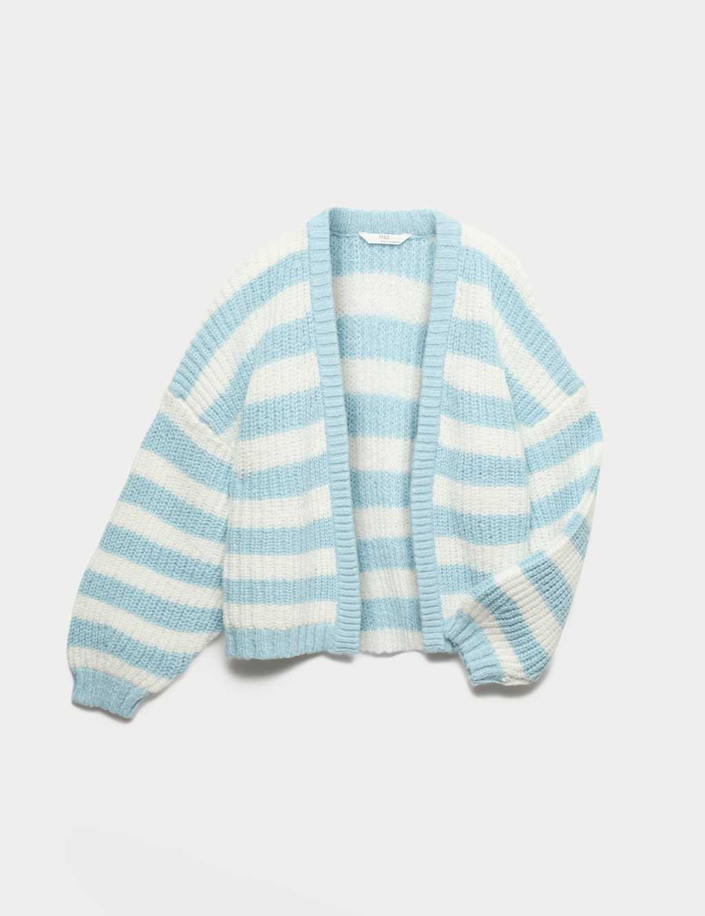 M&S Girls Striped Knitted Cardigan (6-16 Yrs) - 8-9 Years - Blue Mix