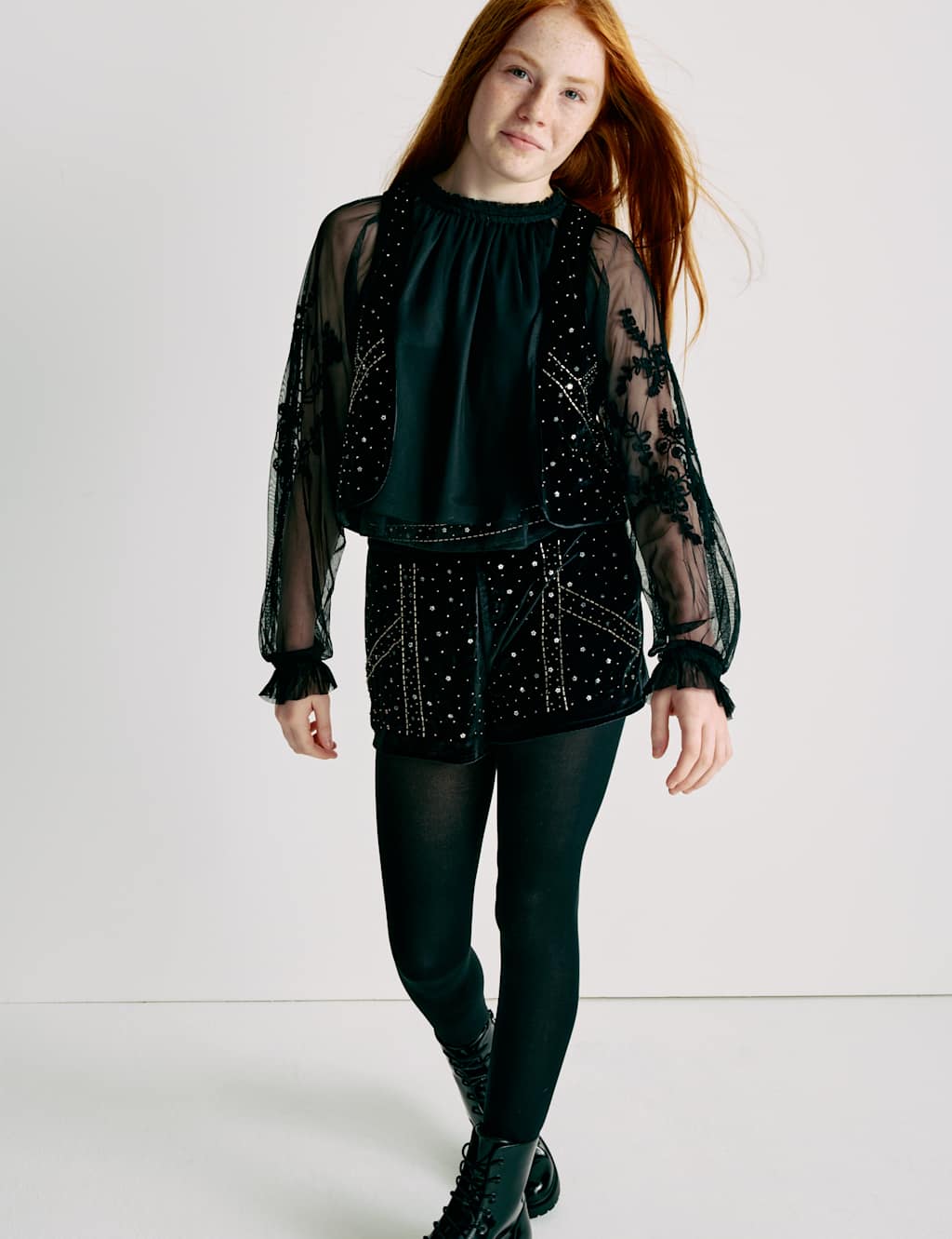 M&S 2pc Velvet Waistcoat and Shirt Set (6-16 Yrs) Black Mix