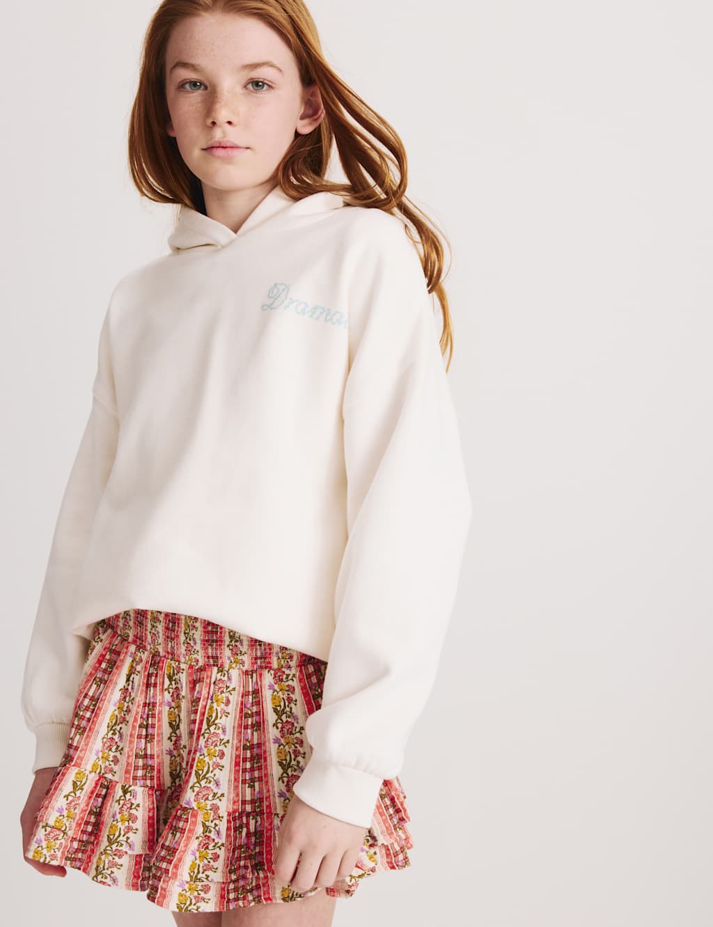 M&S Girls Floral Print Rara Skirt (6-16 Yrs) - 13-14 Years - Coral