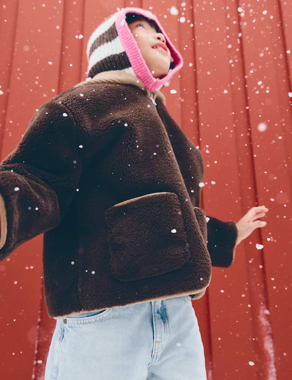 M&S Faux Fur Jacket (6-16 Yrs) Brown