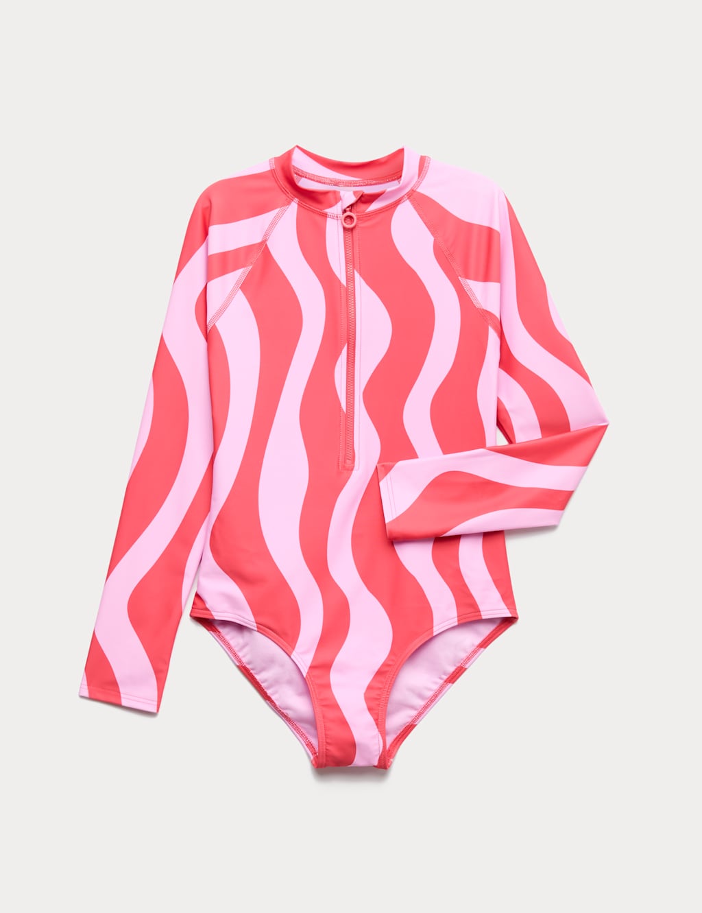 M&S Girls Wave Stripe Long Sleeve Swimsuit (6-16 Yrs) - 10-11 Years - Multi