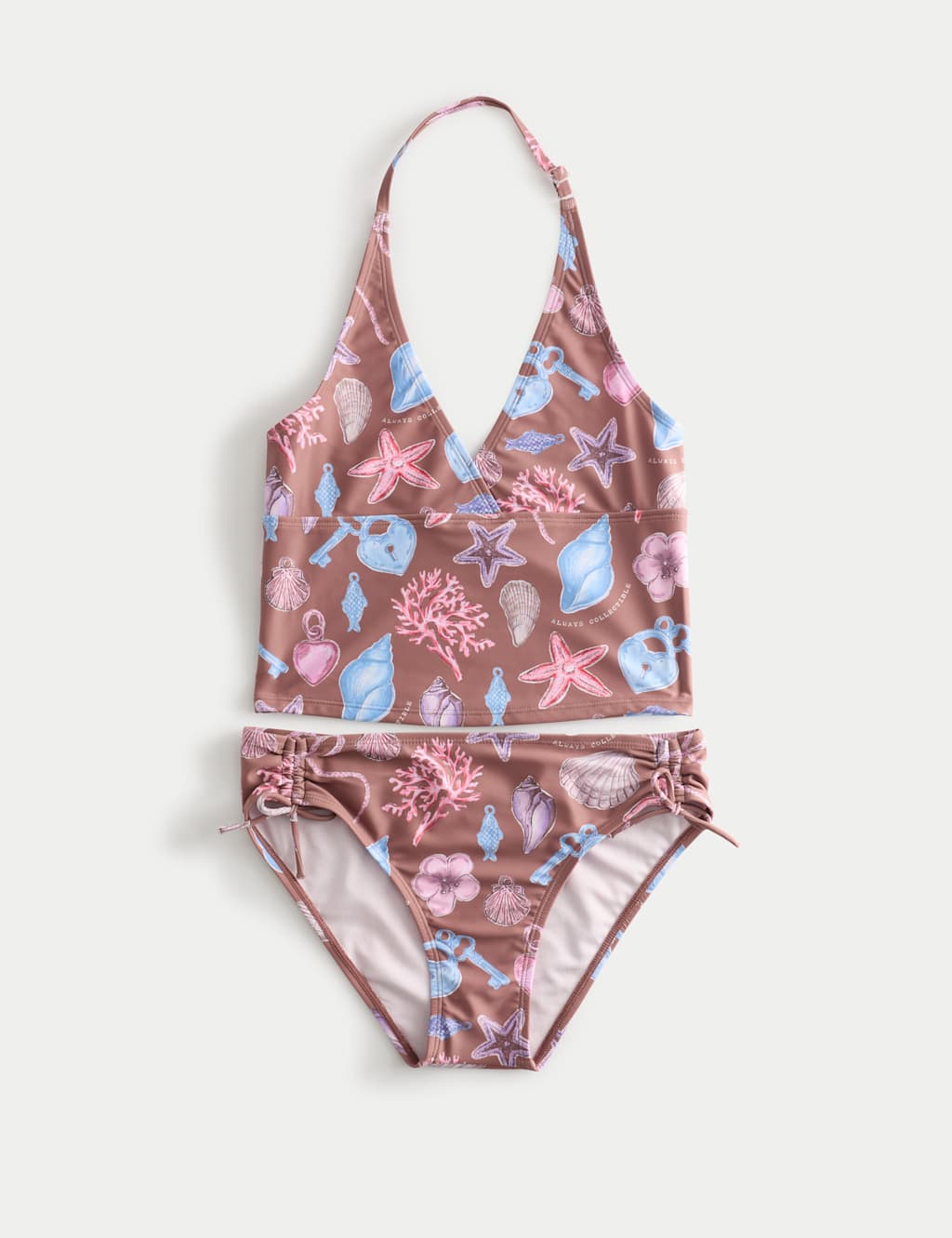 M&S Girls 2 Piece Tankini (6-16 Yrs) - 14-15 Years - Brown Mix