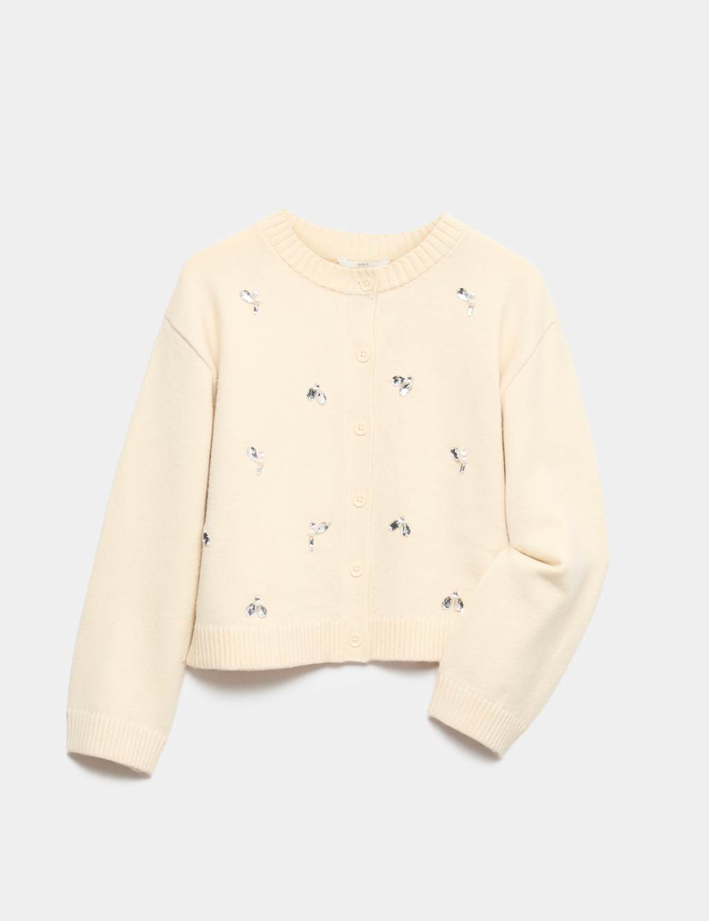 M&S Girls Bling Cardigan (6-16 Yrs) - 6-7 Years - Ecru