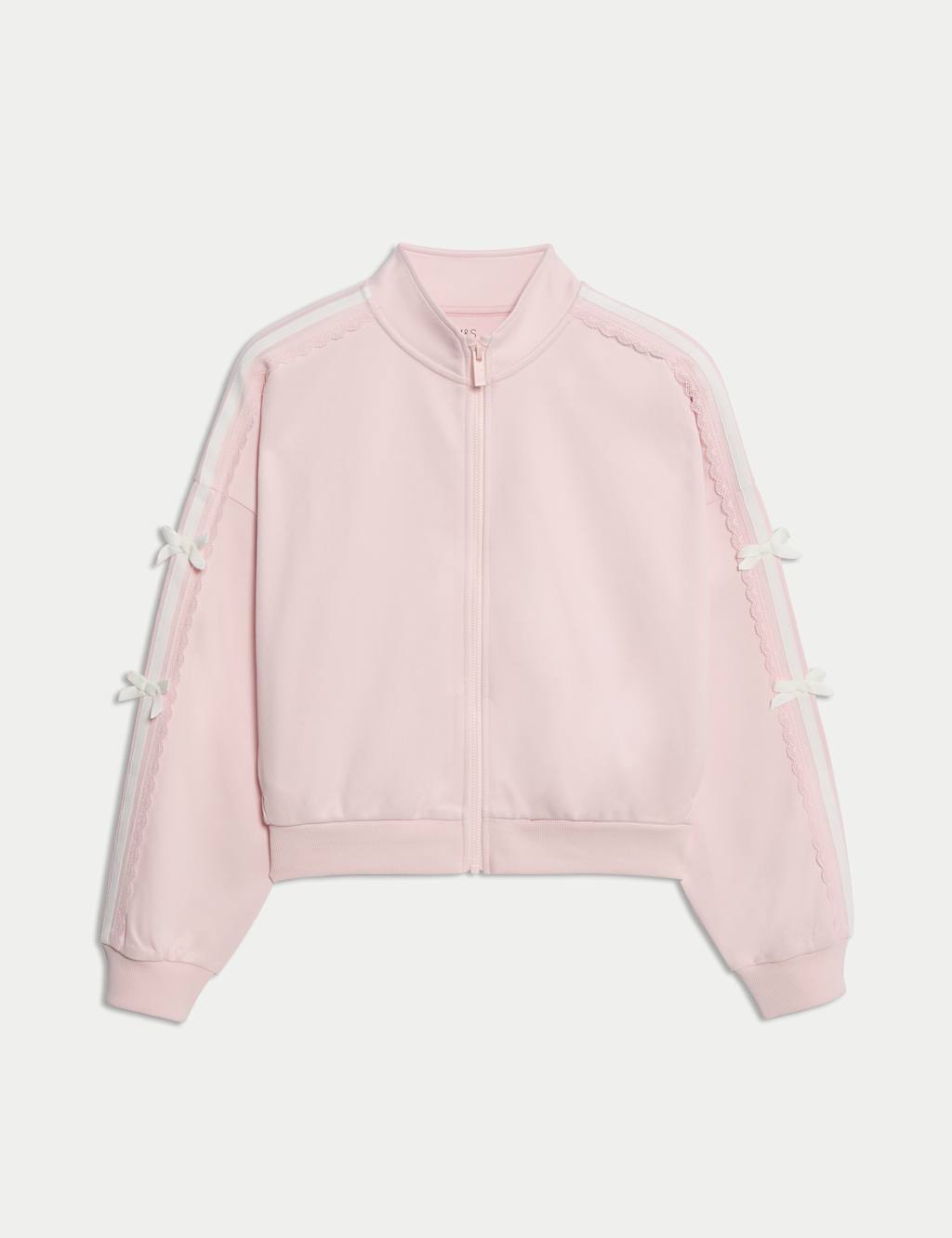 M&S Cotton Rich Tricot Bow Sweatshirt (6-16 Yrs) Pink