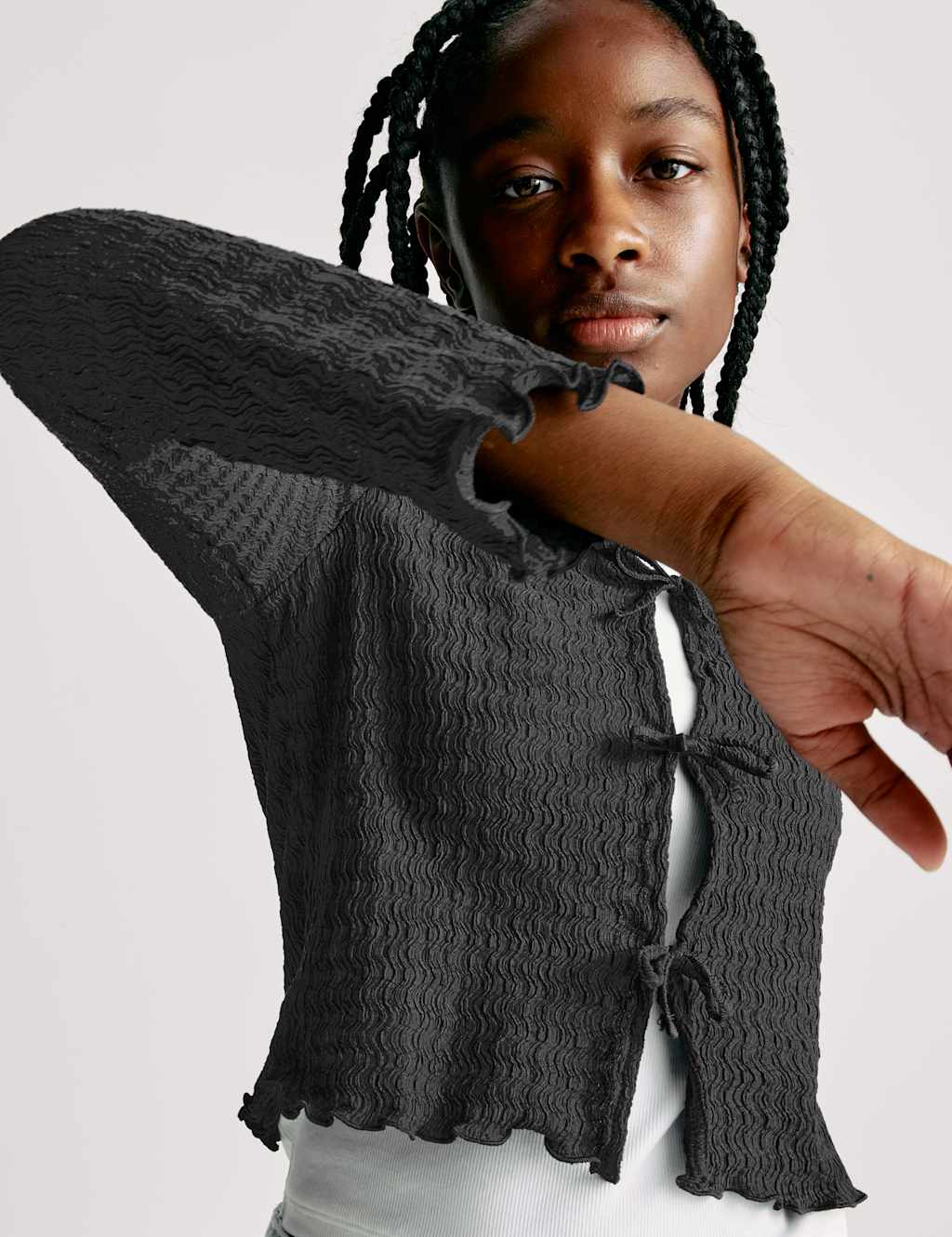 Textured Tie Cardigan (6-16 Yrs)