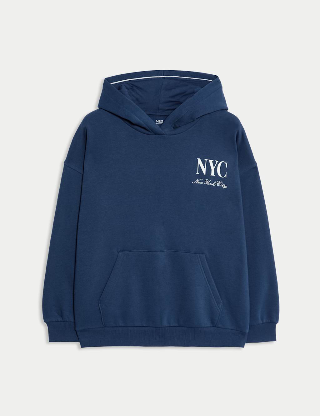 M&S Cotton Rich NYC Hoodie (6-16 Yrs) Indigo
