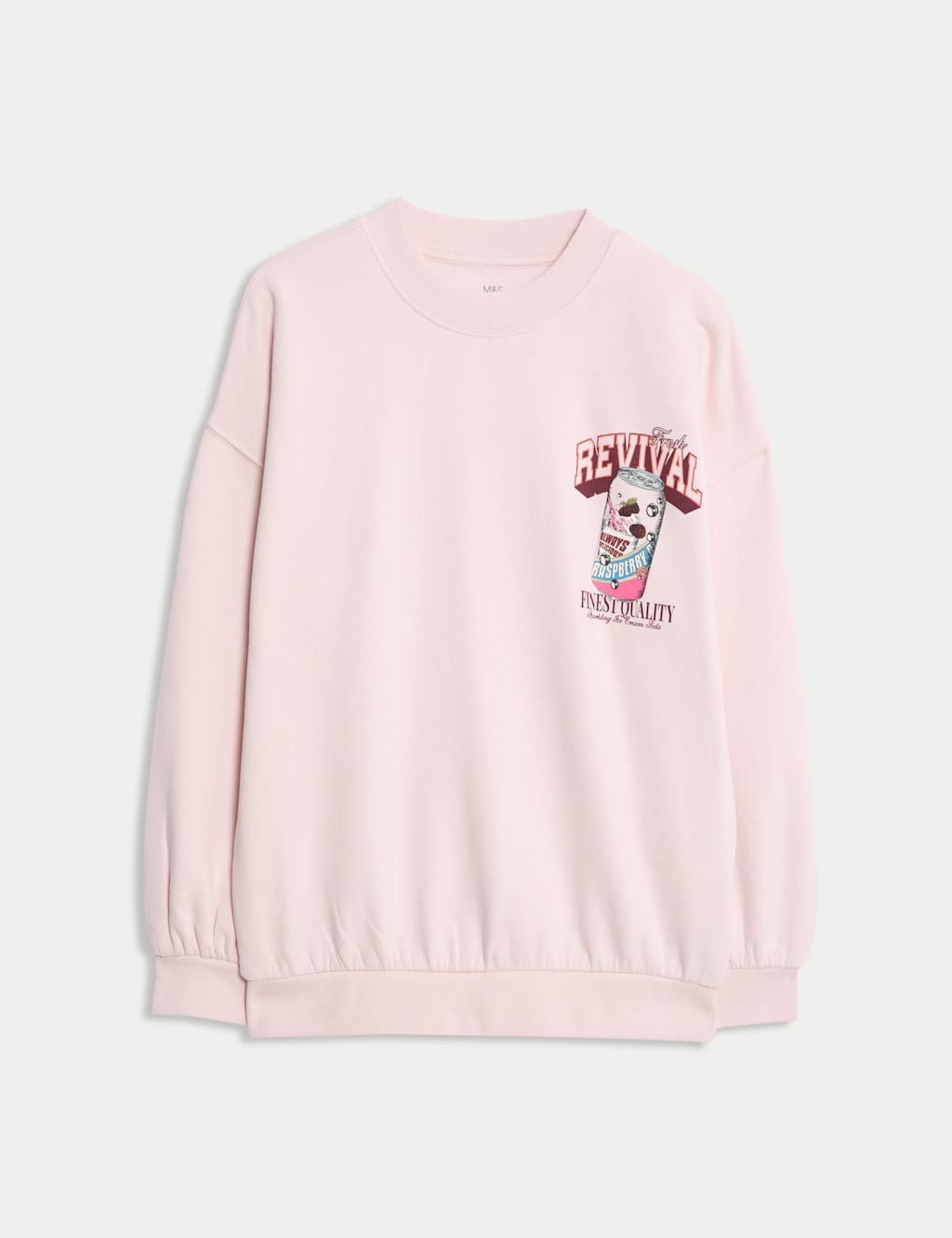 M&S Cotton Rich Soda Graphic Sweatshirt (6-16 Yrs) Light Pink