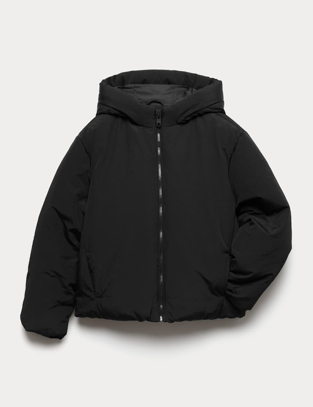 M&S Girls Hooded Puffer Jacket (6-16 Yrs) - 11-12 Years - Black