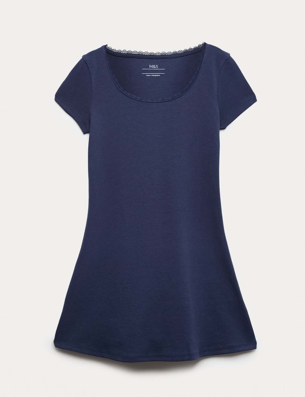 M&S Girls Cotton Rich Lace Trim Dress (6-16 Yrs) - 12-13 Years - Navy