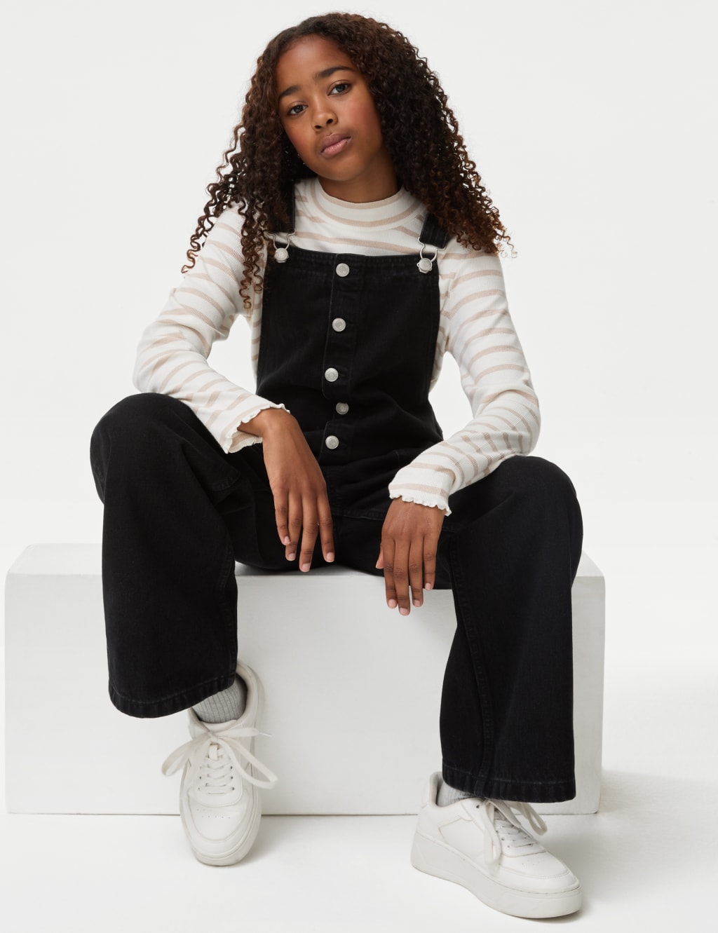 Girls black dungarees cheap