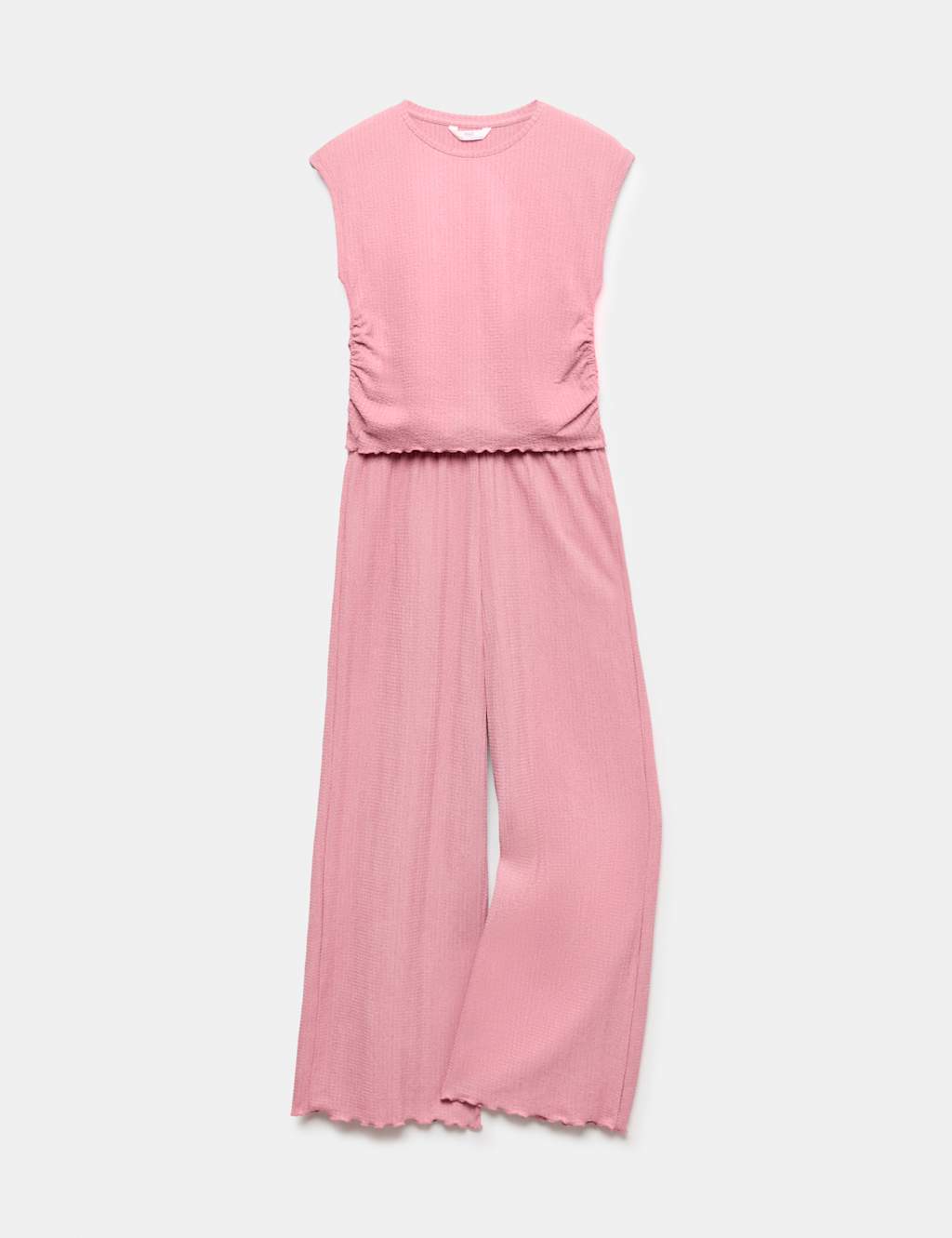M&S Girls 2 Piece Crinkle Top & Wide Leg Bottom Outfit (6-16 Yrs) - 15-16 Years - Pink