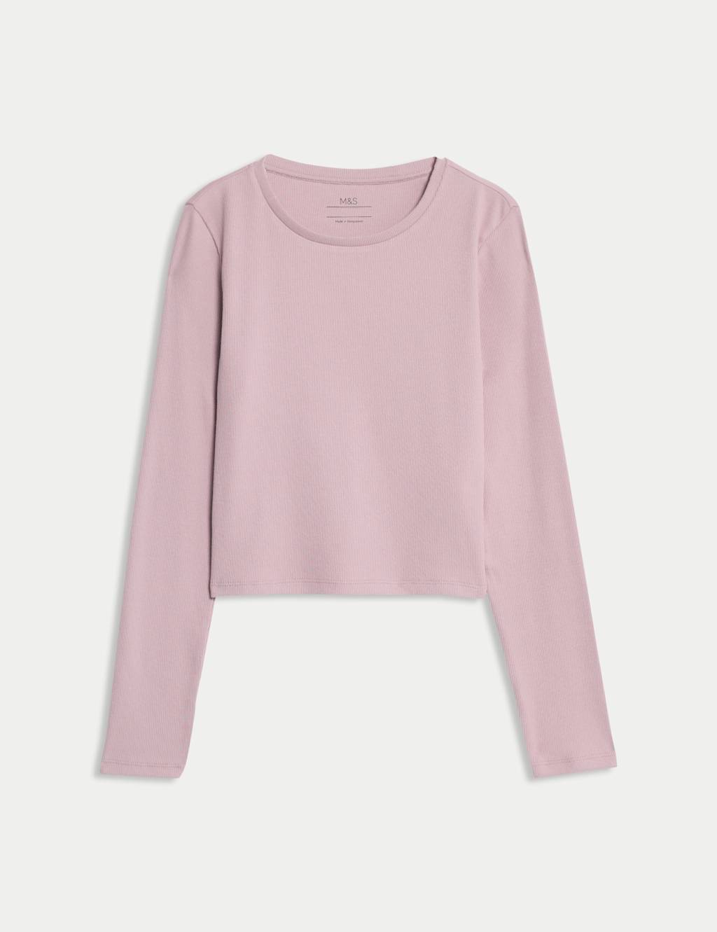 M&S Cotton Rich Ribbed Plain Top (6-16 Yrs) Pink Cloud