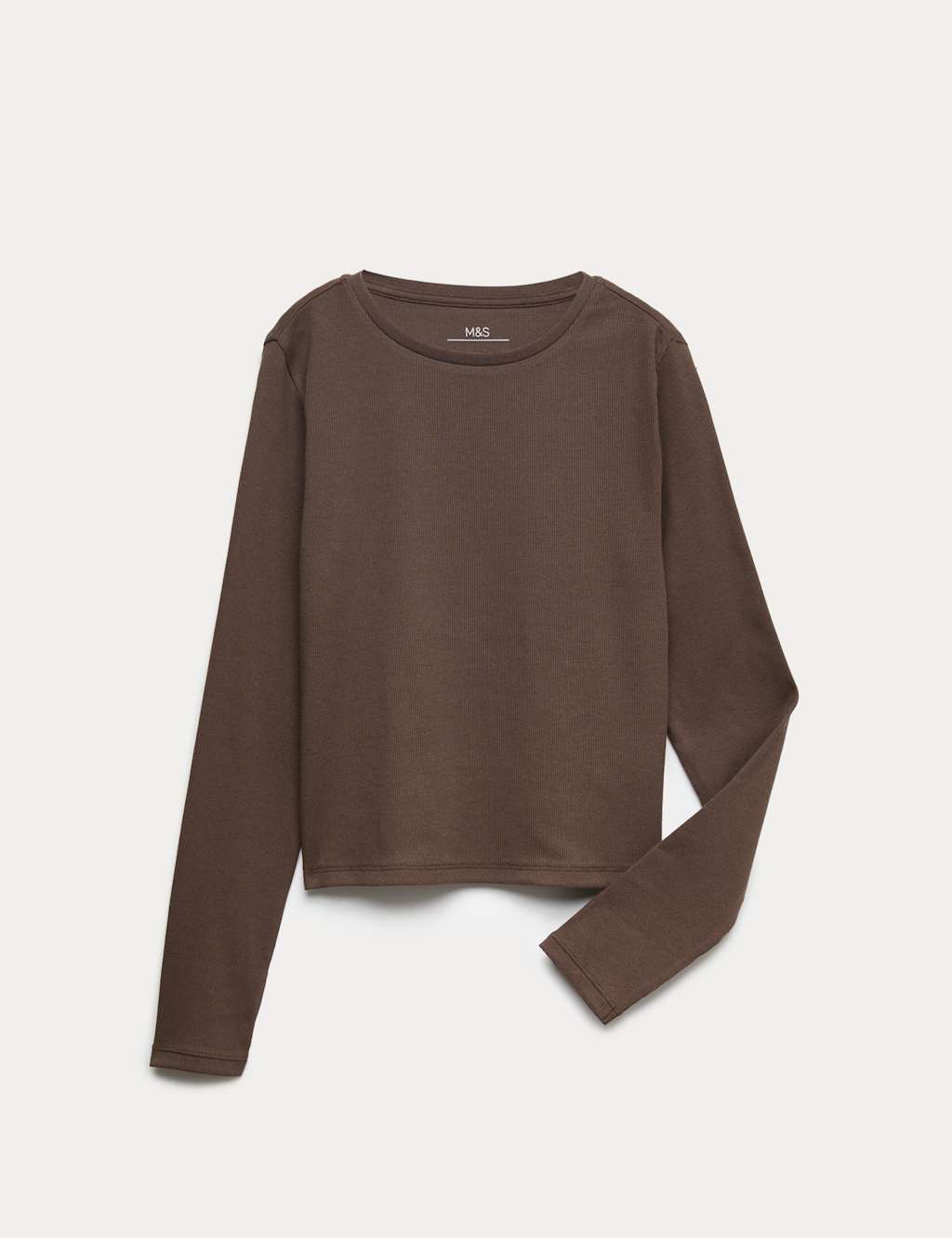M&S Cotton Rich Ribbed Plain Top (6-16 Yrs) Chocolate