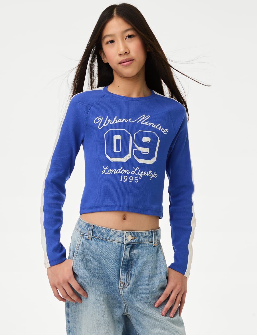 Cotton Rich Graphic Ribbed Top (6-16 Yrs)