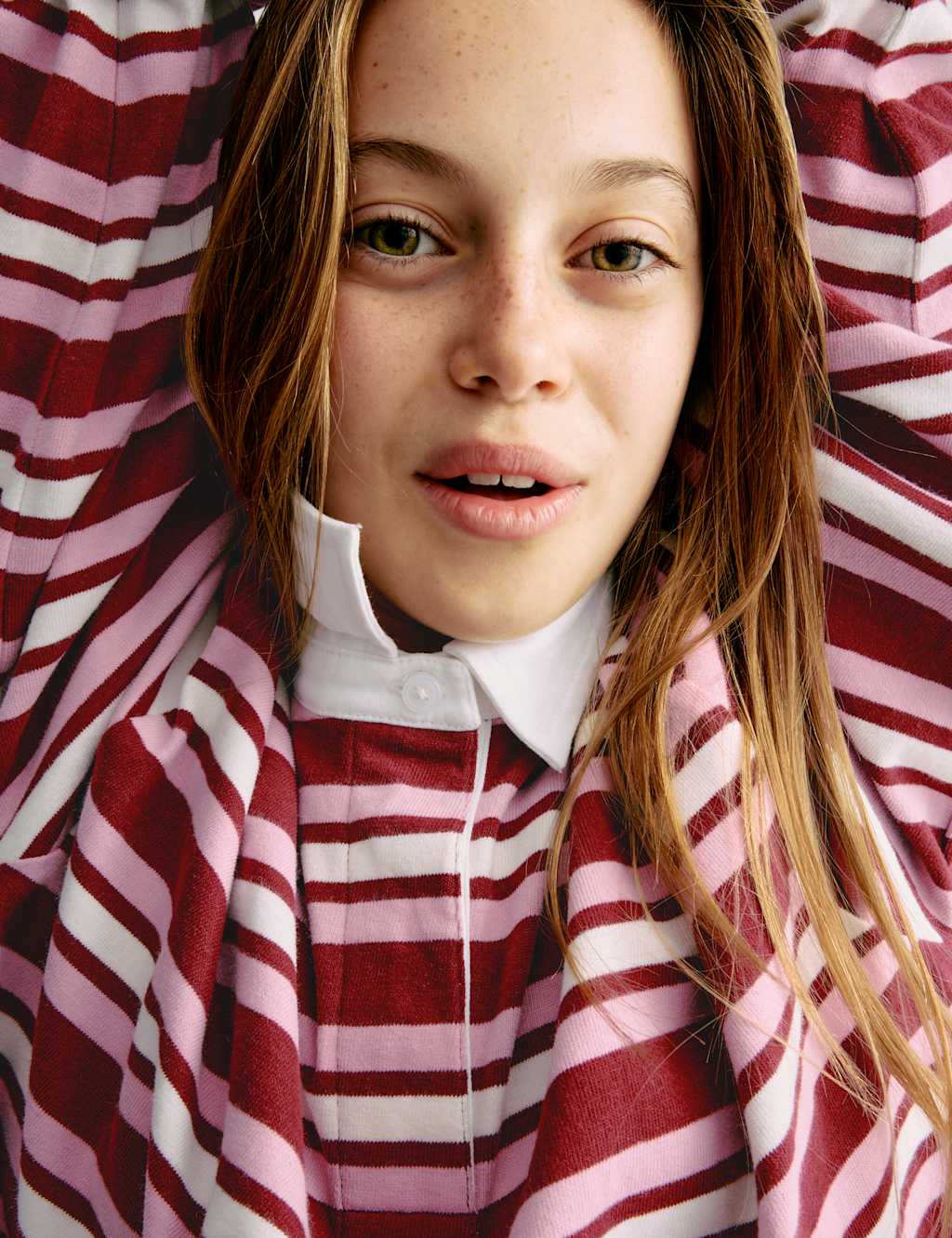 M&S Pure Cotton Striped Rugby Shirt (6-16 Yrs) Burgundy