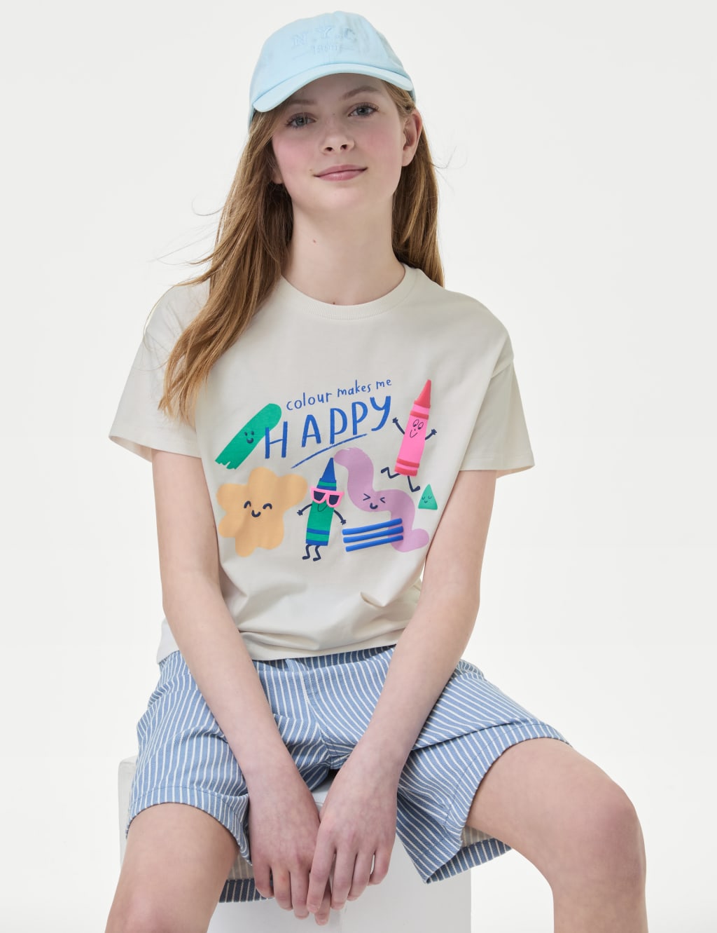 M&S Pure Cotton Colour Graphic T-Shirt (6-16 Yrs) Oatmeal