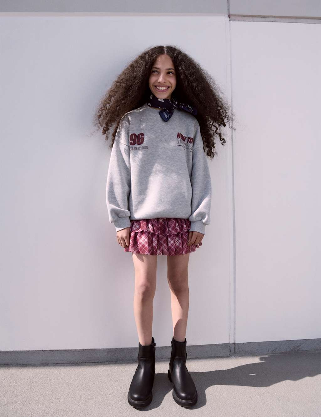 M&S 2pc Cotton Rich Sweatshirt & Rara Skirt Outfit (6-16 Yrs) Grey Marl