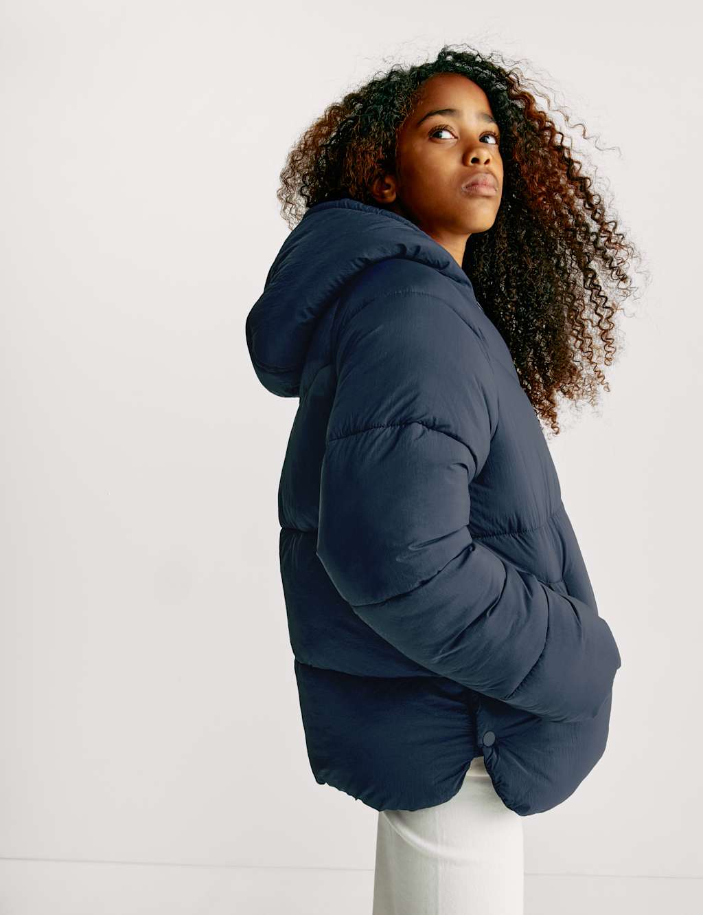 M&S Collection Girls Padded Hooded Jacket (6 - 16 yrs) - 15-16 - Navy, Navy,Cranberry,Black
