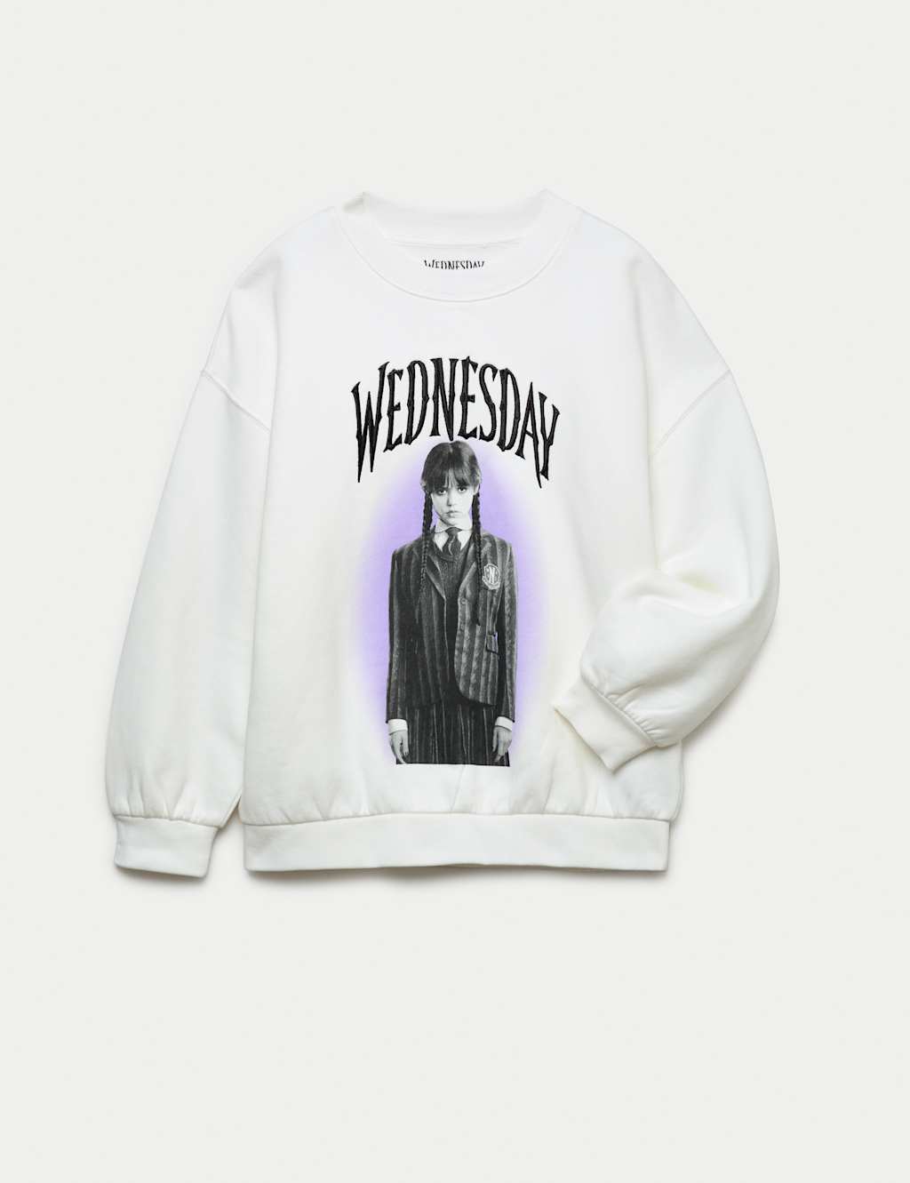 M&S Collection Girls Cotton Rich Wednesday™ Sweatshirt (6-16 Yrs) - 8-9 Y - Ecru, Ecru