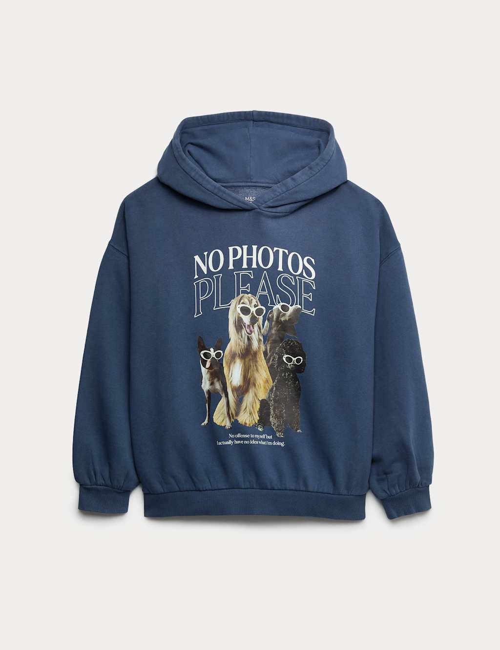 M&S Cotton Rich Oversized Dog Hoodie Navy Mix