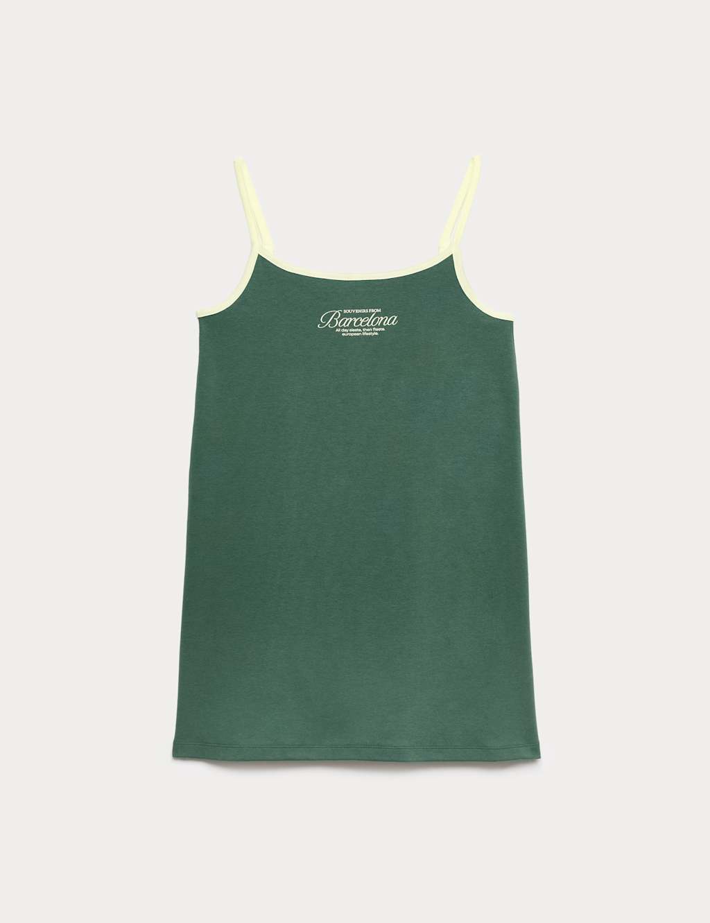 M&S Girls Strappy Cotton Rich Cami Dress (6-16 Yrs) - 15-16 Years - Pine Green